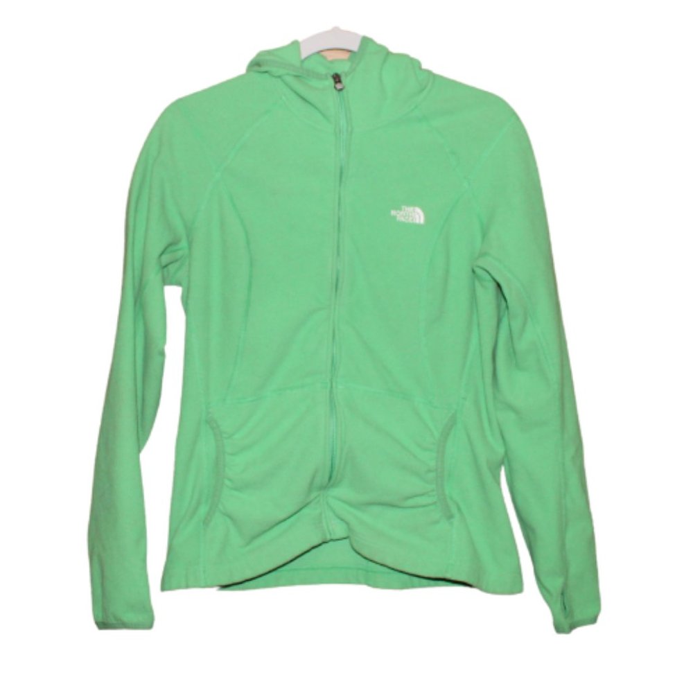 The North Face Ladies Full Zip Sweater Hooded Green Size Large
